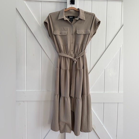 Dkny Dresses & Skirts - DKNY Tiered Button Down Belted Maxi Dress